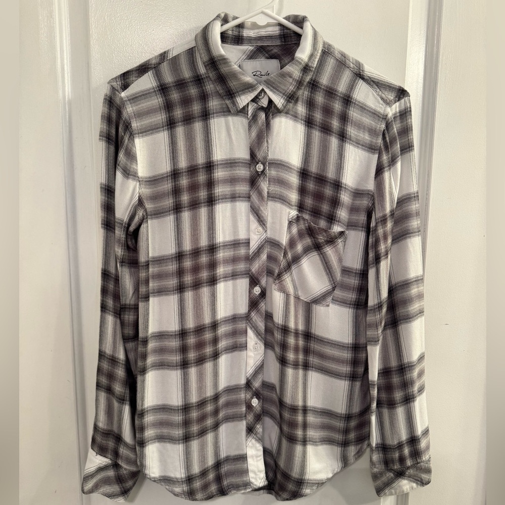 Rails Hunter Plaid Button-Up Shirt White Ash Mint XS